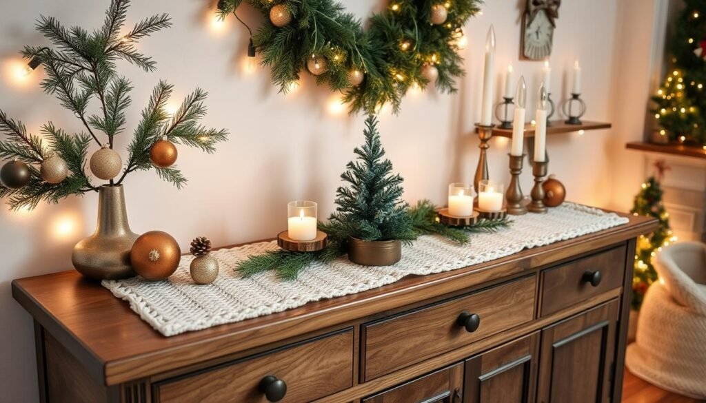 holiday decor tips for sideboards and small tables