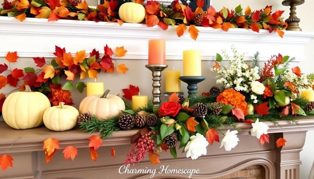 seasonal mantel decor