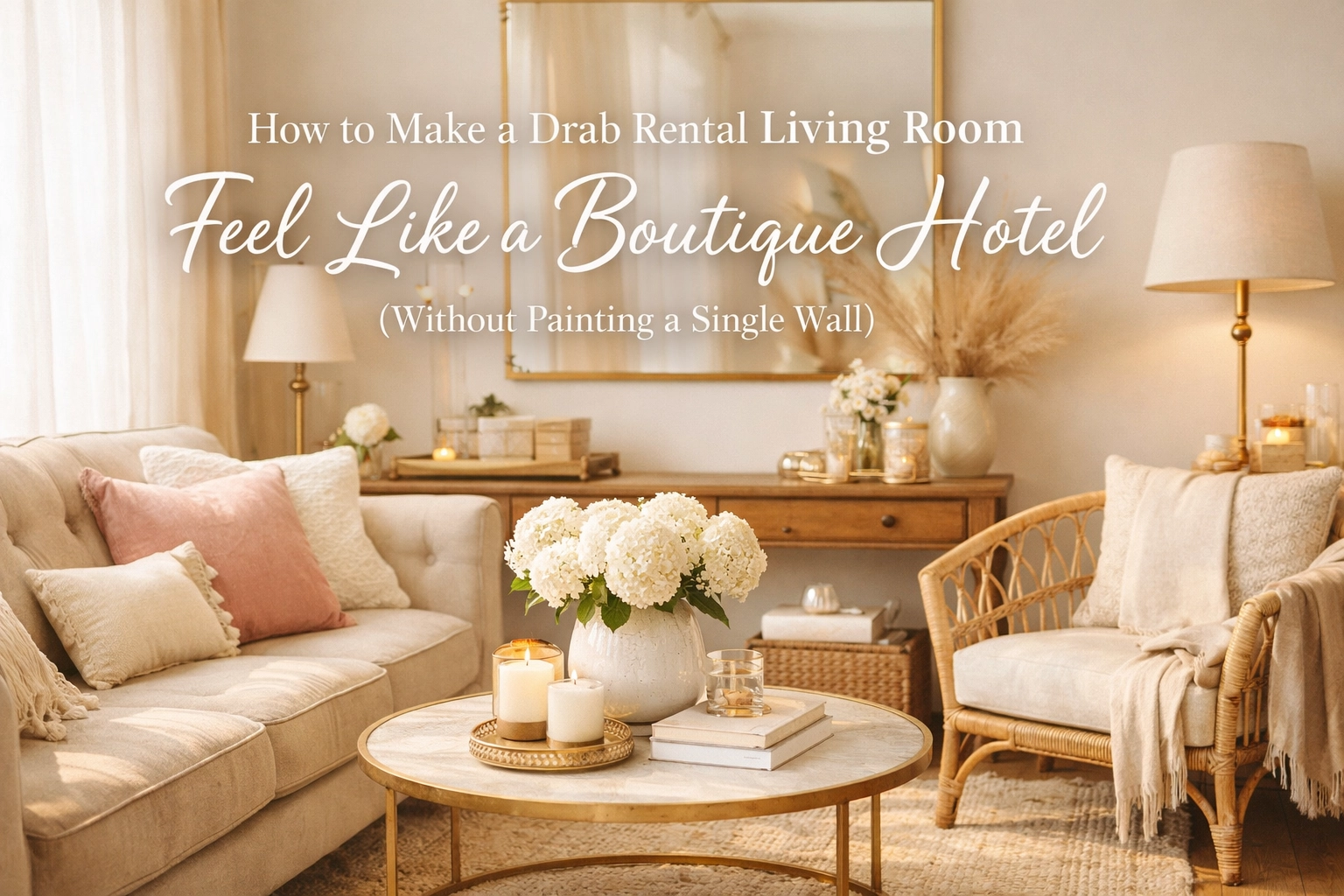 How to Make a Drab Rental Living Room Feel Like a Boutique Hotel (Without Painting a Single Wall)
